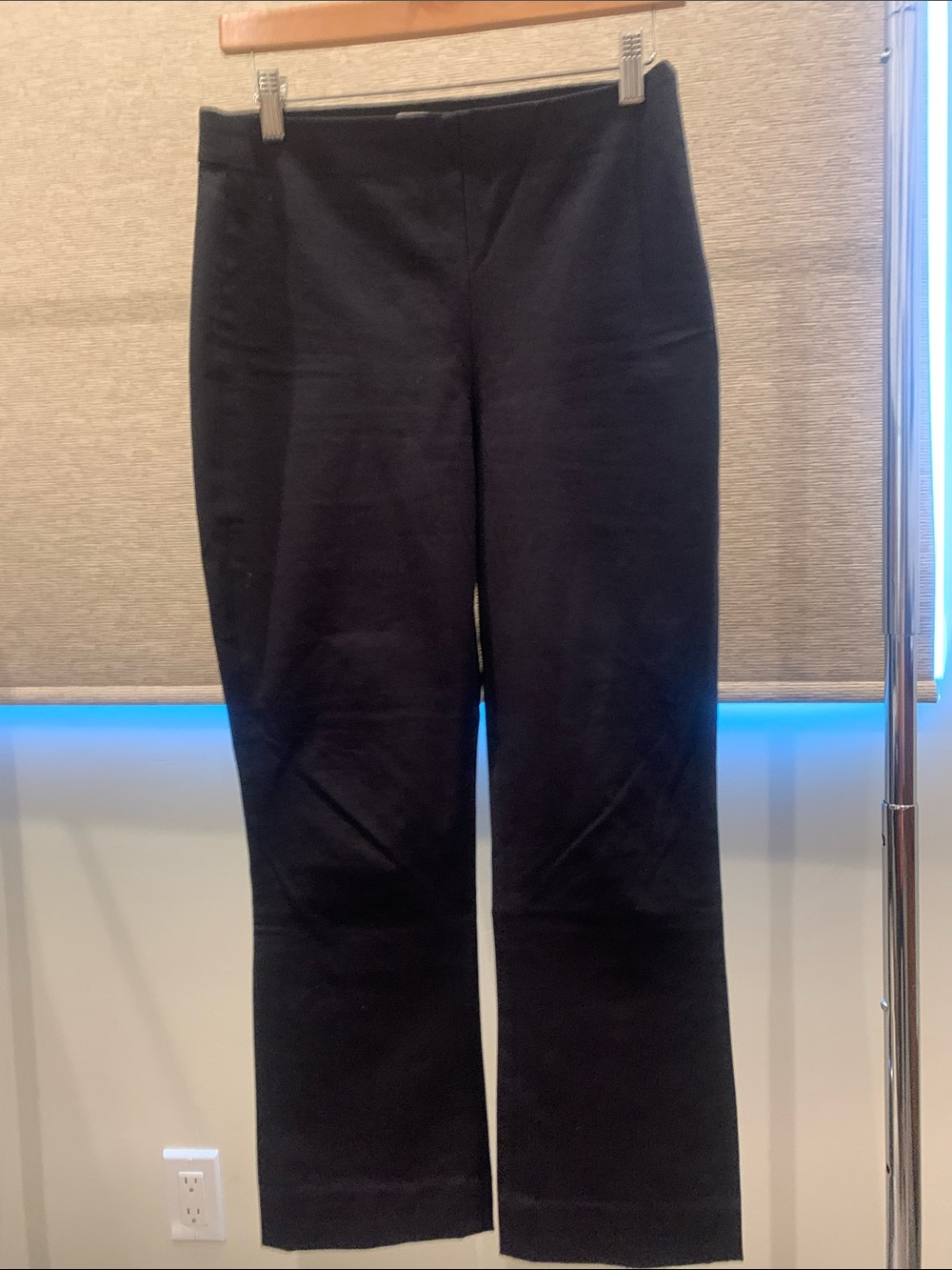 Everlane Black Womens Stretch Straight-Leg Pants- ankle length